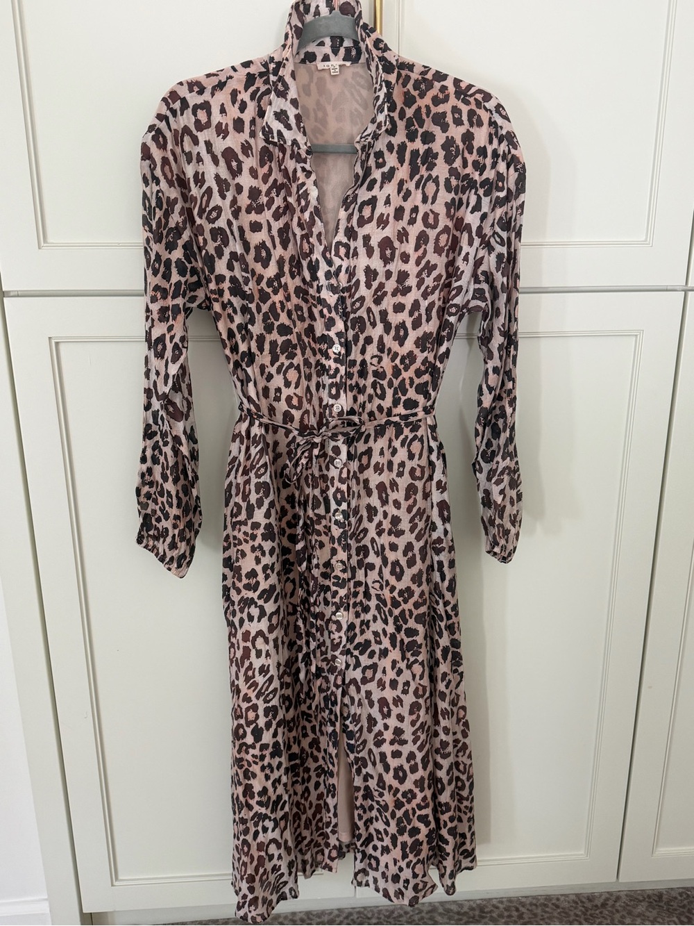 Jodiful Small Leopard Print Button-Front Shirt Dress
